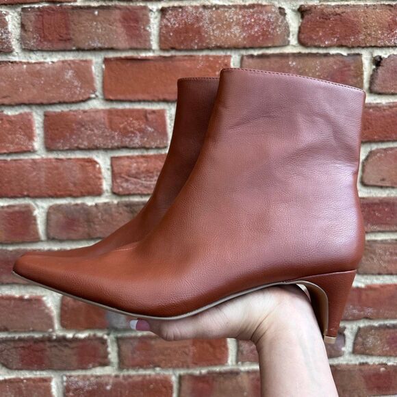 Ann Taylor LOFT Cognac Square Toe Heeled Ankle Booties Size 10 NEW - Picture 11 of 14